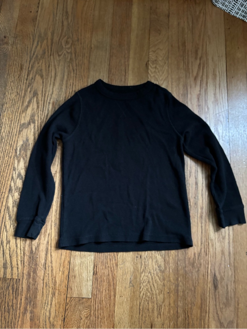 Boys' Black Waffle Knit Shirt - Classic Crew